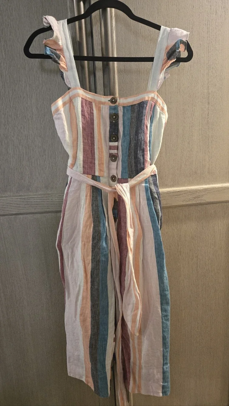 J Crew Striped Button-Front Midi Dress in Pastel Multi 0 NWT